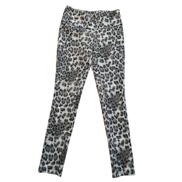 Tribal Pants - TRIBAL Pants Gray/Black Leopard Print Slim Straight Stretch Leggings  Women's Sz